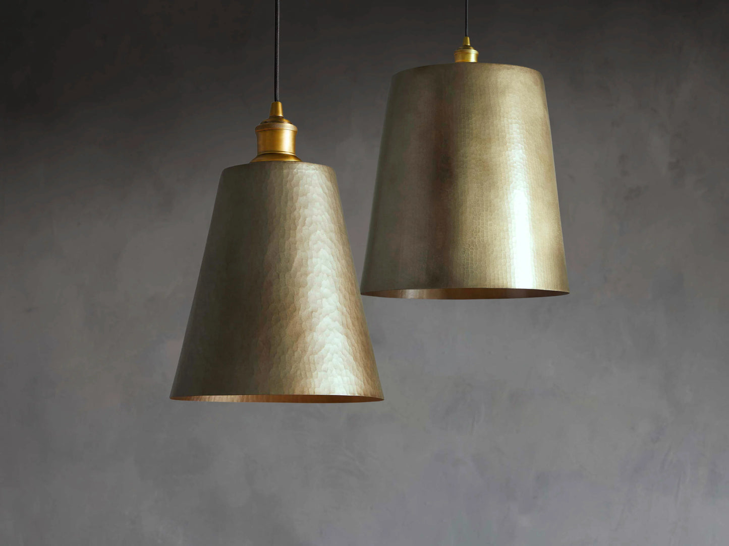 Hammered Brass Cone Pendant Light
