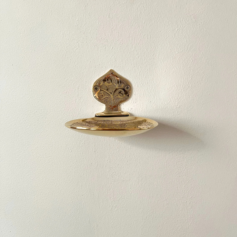 Engraved Unlacquered Brass Soap Dish