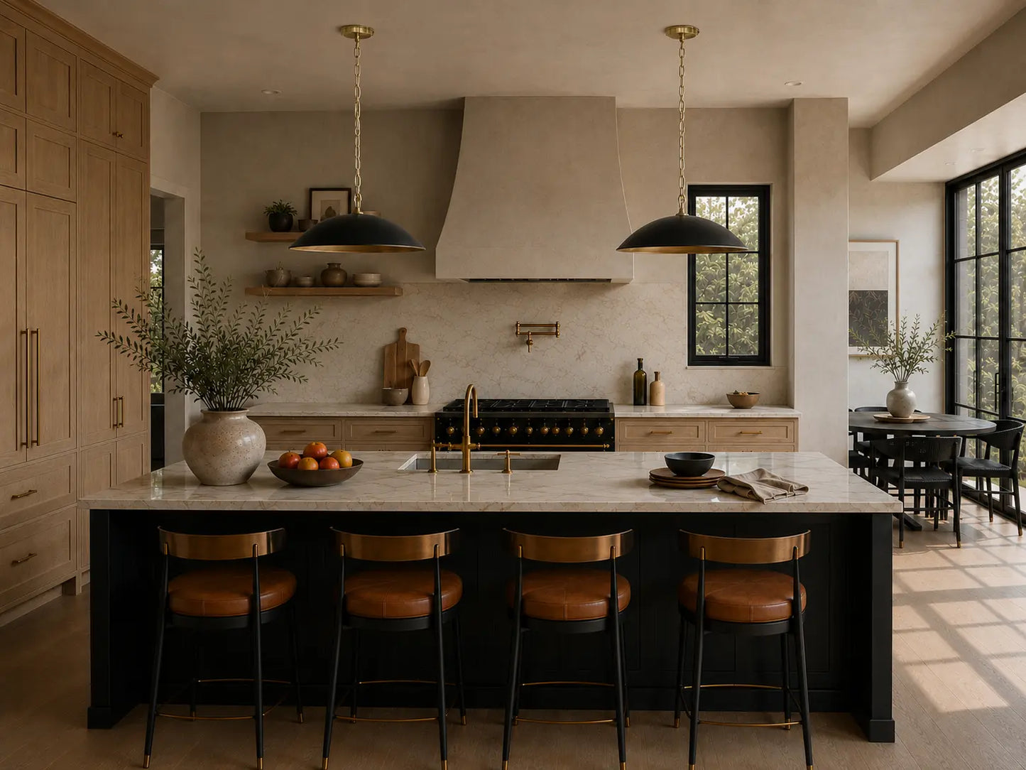 Low Profile Black and Brass Pendant