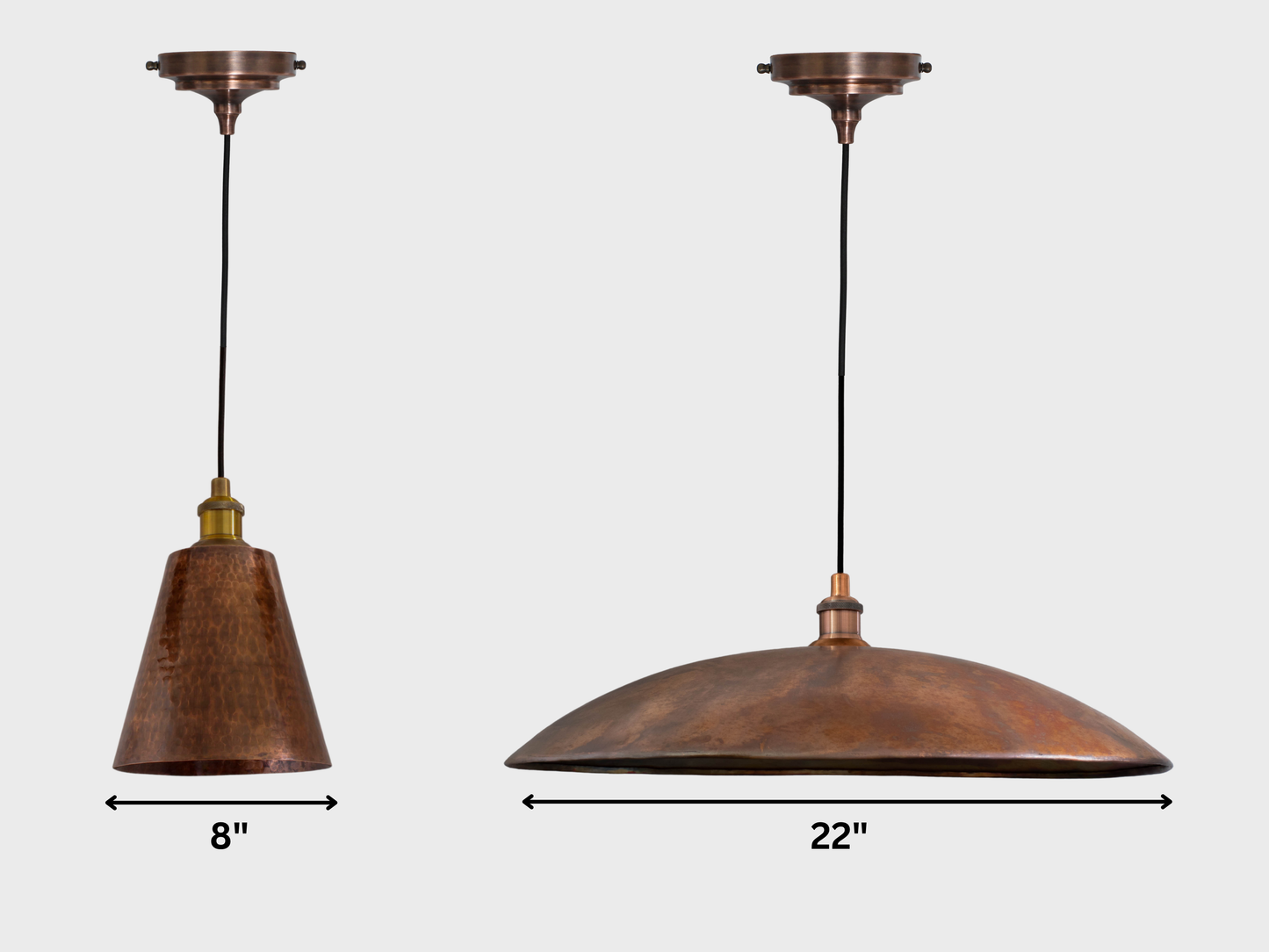 Custom Oxidized Smooth 8" Copper Cone - 22" Flat Low Profile