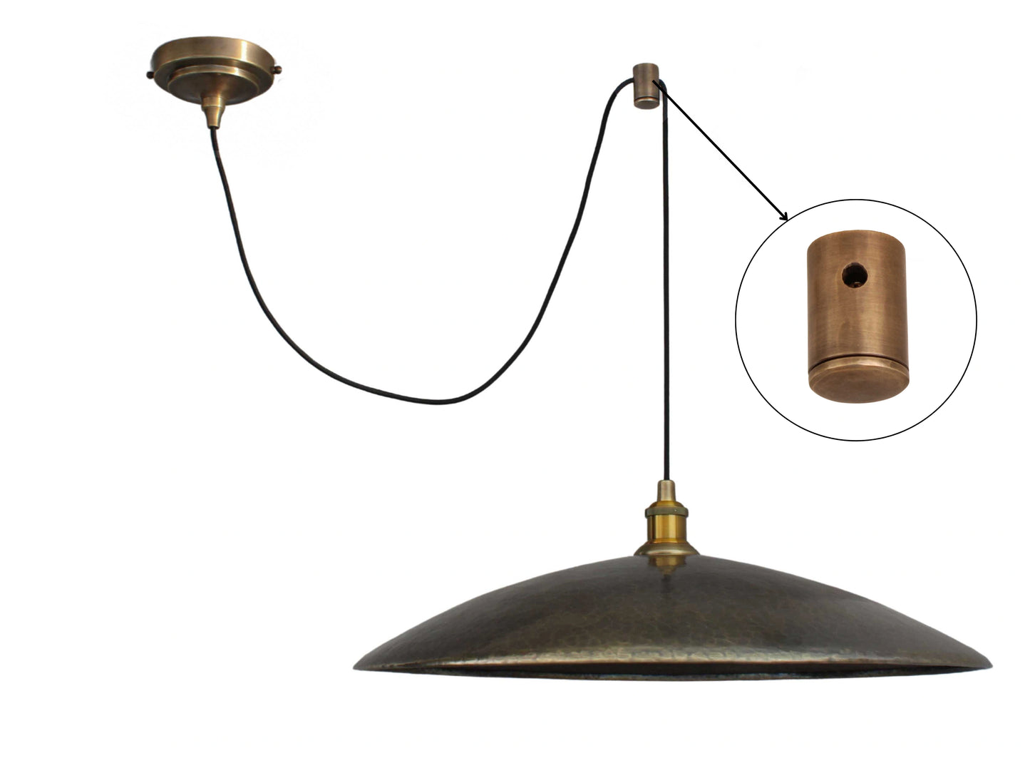 Low Profile Flat Bronze Brass Pendant Light