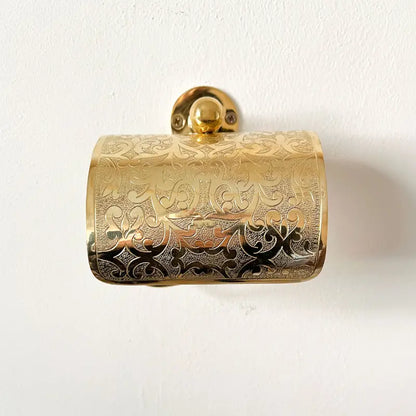 Engraved Unlacquered Brass Toilet Paper Holder