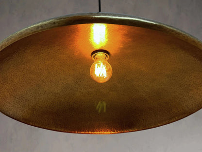 Low Profile Vintage Brass Pendant Light