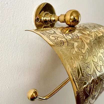 Engraved Unlacquered Brass Toilet Paper Holder