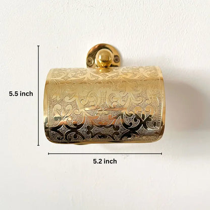 Engraved Unlacquered Brass Toilet Paper Holder