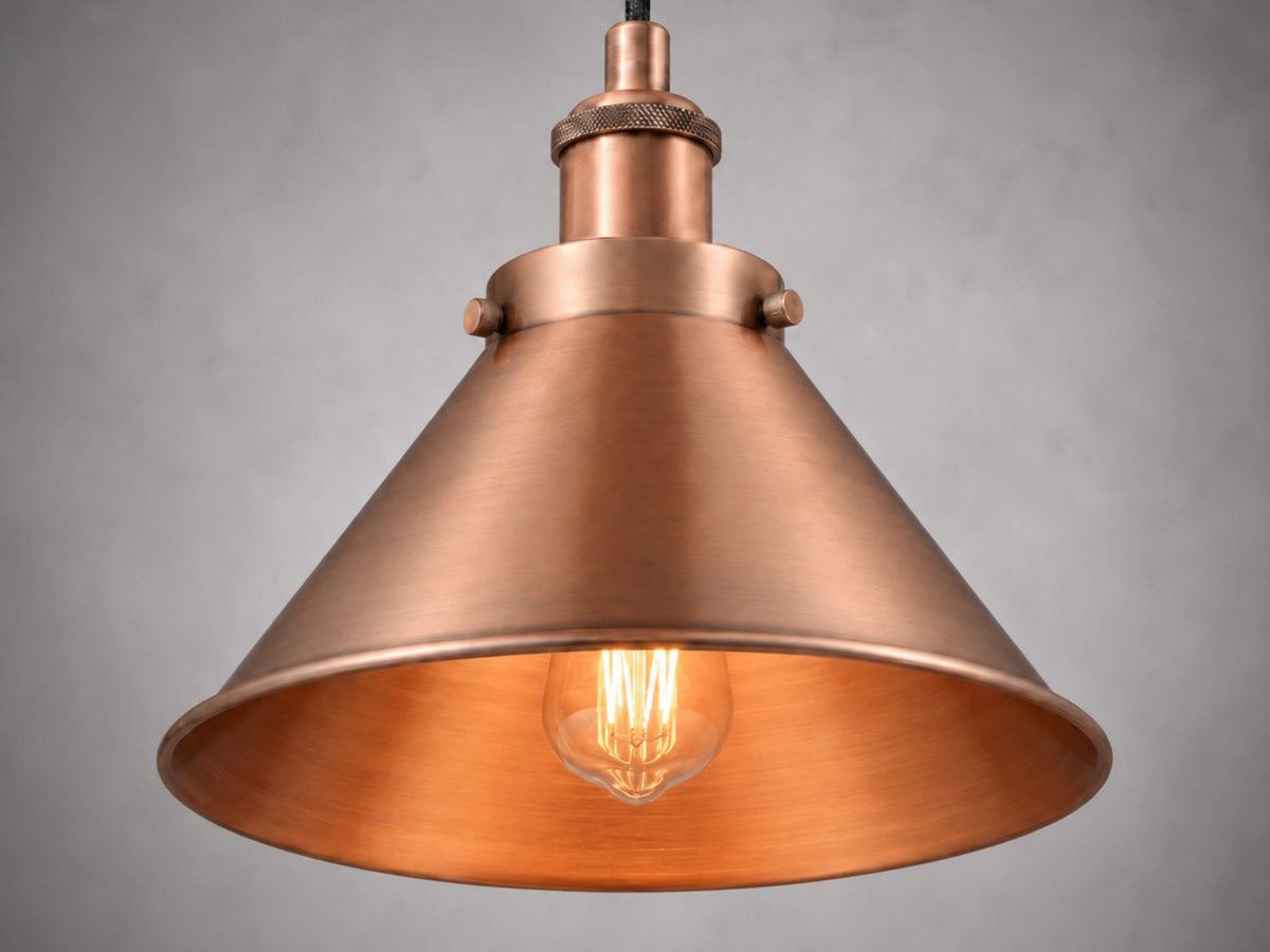 Antique Copper Cone Pendant Light