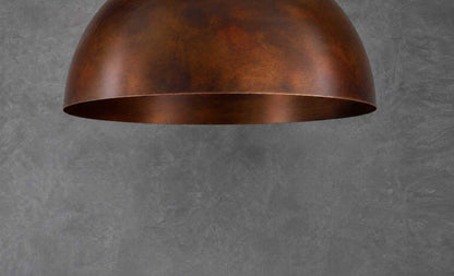 Oxidized Smooth Copper Dome Pendant Light