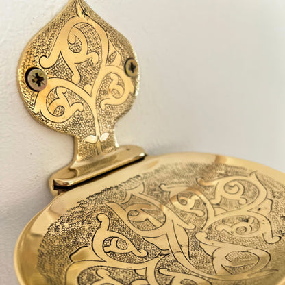 Engraved Unlacquered Brass Soap Dish