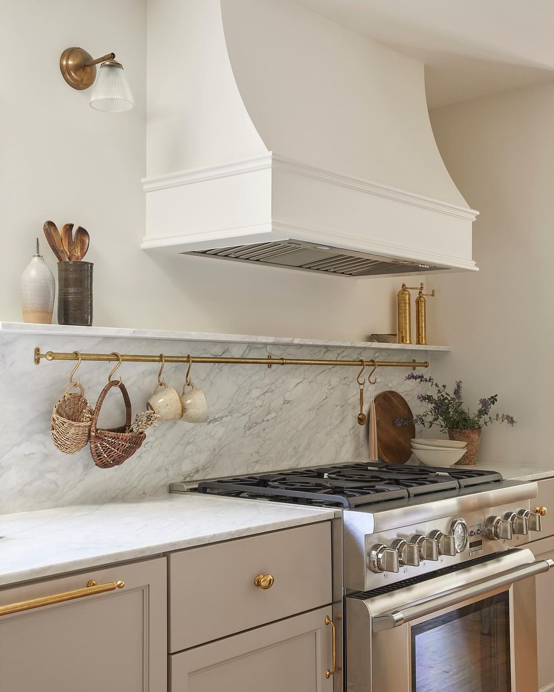 Unlacquered Brass Kitchen Hanging Rail