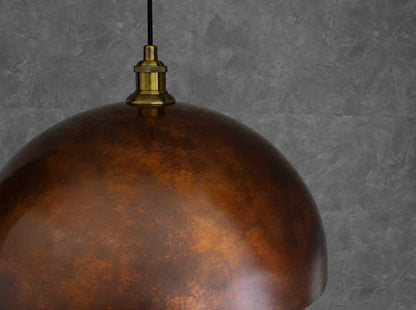 Oxidized Smooth Copper Dome Pendant Light
