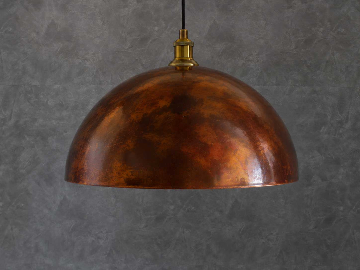 Oxidized Smooth Copper Dome Pendant Light