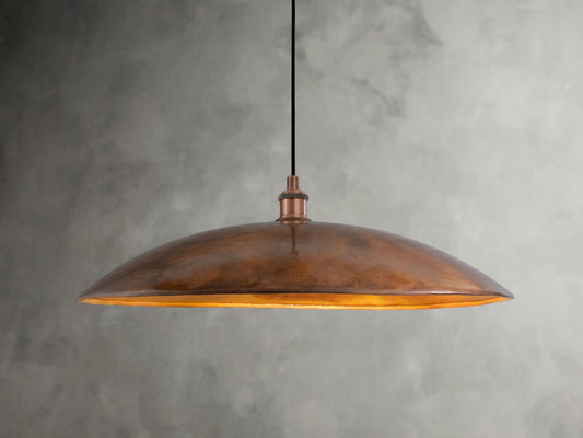 Oxidized Copper Flat Pendant Light