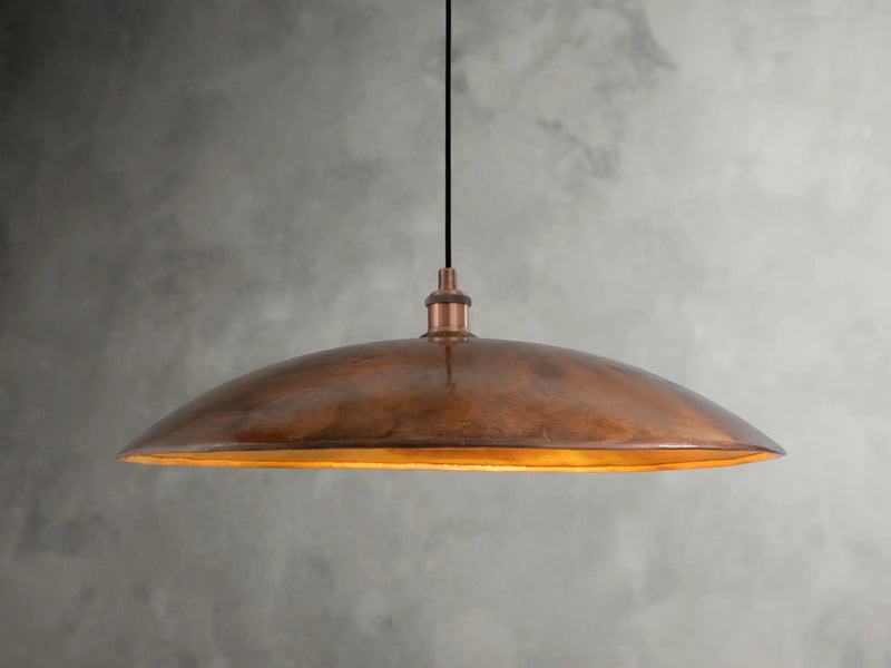 Oxidized Copper Flat Pendant Light