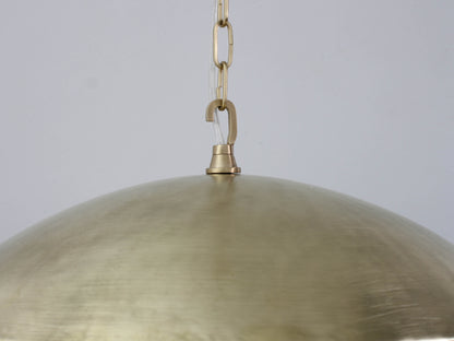Low Profile Flat Brushed Brass Pendant Light