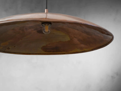 Oxidized Copper Flat Pendant Light
