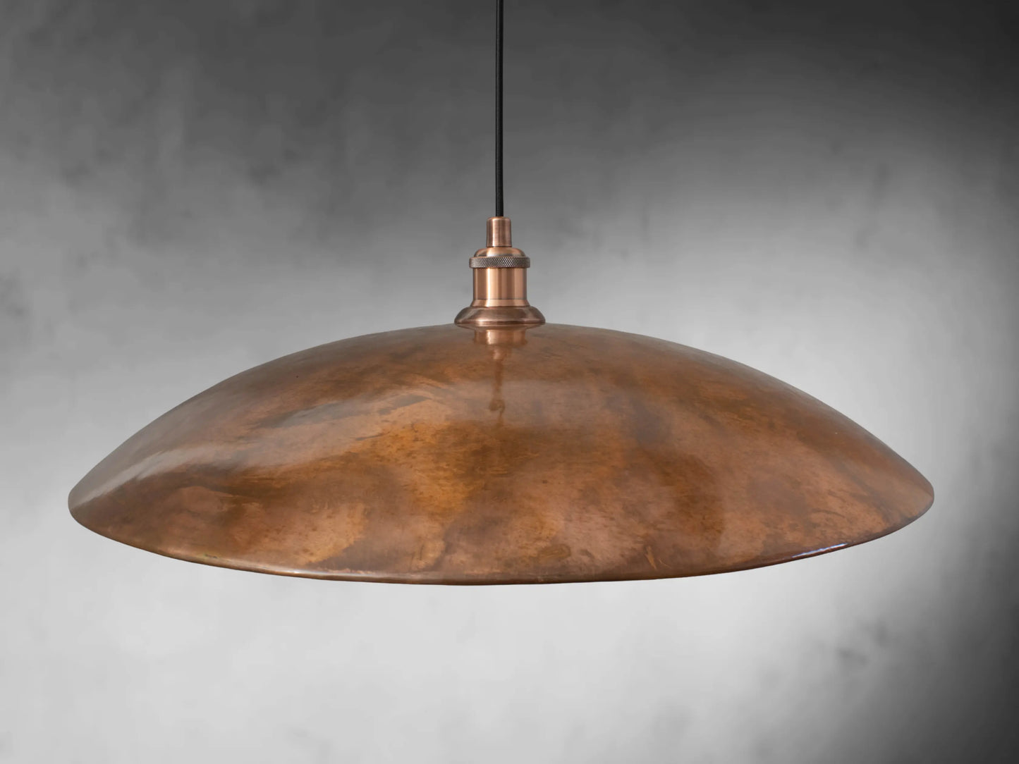 Oxidized Copper Flat Pendant Light