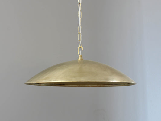 Low Profile Flat Brushed Brass Pendant Light