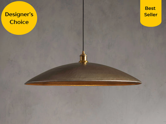 Low Profile Vintage Brass Pendant Light