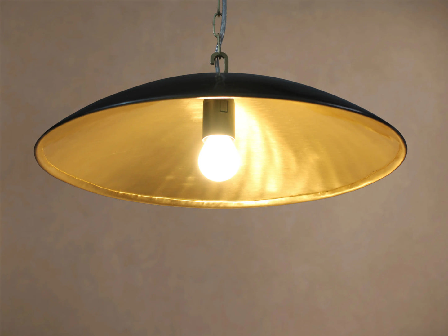 Low Profile Black and Brass Pendant