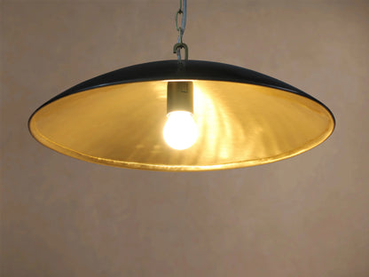 Low Profile Black and Brass Pendant
