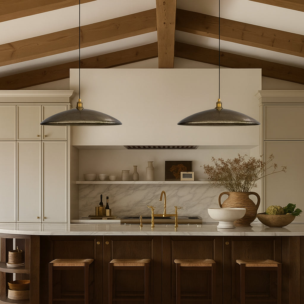 Low Profile Flat Bronze Brass Pendant Light