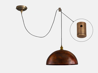 Oxidized Smooth Copper Dome Pendant Light